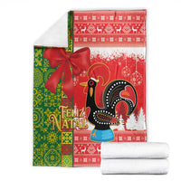 Portugal Christmas Blanket Barcelos Rooster Mix Azulejo Pattern - Feliz Natal
