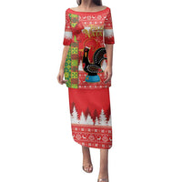 Portugal Christmas Family Matching Puletasi and Hawaiian Shirt Barcelos Rooster Mix Azulejo Pattern - Feliz Natal - Wonder Print Shop