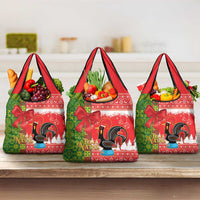 Portugal Christmas Grocery Bag Barcelos Rooster Mix Azulejo Pattern - Feliz Natal