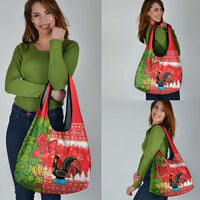 Portugal Christmas Grocery Bag Barcelos Rooster Mix Azulejo Pattern - Feliz Natal