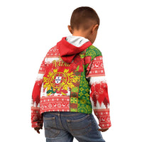 Portugal Christmas Kid Hoodie Barcelos Rooster Mix Azulejo Pattern - Feliz Natal - Wonder Print Shop