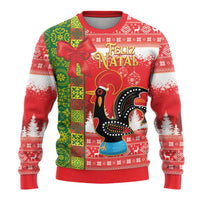 Portugal Christmas Ugly Christmas Sweater Barcelos Rooster Mix Azulejo Pattern - Feliz Natal - Wonder Print Shop