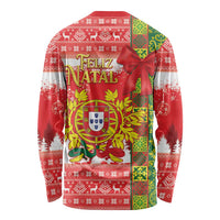 Portugal Christmas Long Sleeve Shirt Barcelos Rooster Mix Azulejo Pattern - Feliz Natal - Wonder Print Shop