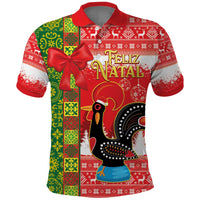 Portugal Christmas Polo Shirt Barcelos Rooster Mix Azulejo Pattern - Feliz Natal - Wonder Print Shop