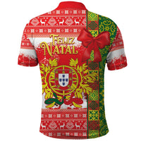 Portugal Christmas Polo Shirt Barcelos Rooster Mix Azulejo Pattern - Feliz Natal - Wonder Print Shop