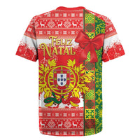 Portugal Christmas Rugby Jersey Barcelos Rooster Mix Azulejo Pattern - Feliz Natal - Wonder Print Shop