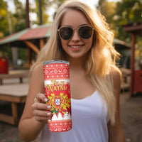 Portugal Christmas Skinny Tumbler Barcelos Rooster Mix Azulejo Pattern - Feliz Natal - Wonder Print Shop