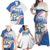 Nicaragua 2026 Baseball Personalized Family Matching Off Shoulder Maxi Dress and Hawaiian Shirt Go Champions Drip Style