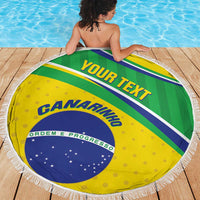 Custom Brazil Football Beach Blanket Vamos Canarinho