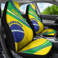 Custom Brazil Football Car Seat Cover Vamos Canarinho