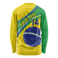 Custom Brazil Football Long Sleeve Shirt Vamos Canarinho