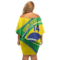 Custom Brazil Football Off Shoulder Short Dress Vamos Canarinho