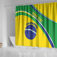 Custom Brazil Football Shower Curtain Vamos Canarinho