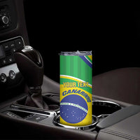 Custom Brazil Football Skinny Tumbler Vamos Canarinho
