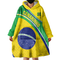 Custom Brazil Football Wearable Blanket Hoodie Vamos Canarinho