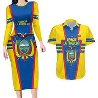 Custom Ecuador Football Couples Matching Long Sleeve Bodycon Dress and Hawaiian Shirt Vamos La Tricolor