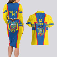 Custom Ecuador Football Couples Matching Long Sleeve Bodycon Dress and Hawaiian Shirt Vamos La Tricolor