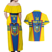 Custom Ecuador Football Couples Matching Off Shoulder Maxi Dress and Hawaiian Shirt Vamos La Tricolor