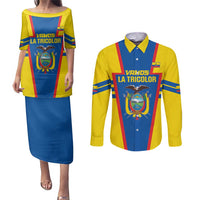 Custom Ecuador Football Couples Matching Puletasi and Long Sleeve Button Shirt Vamos La Tricolor