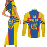 Custom Ecuador Football Couples Matching Short Sleeve Bodycon Dress and Long Sleeve Button Shirt Vamos La Tricolor
