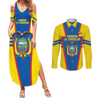 Custom Ecuador Football Couples Matching Summer Maxi Dress and Long Sleeve Button Shirt Vamos La Tricolor
