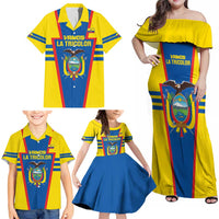 Custom Ecuador Football Family Matching Off Shoulder Maxi Dress and Hawaiian Shirt Vamos La Tricolor
