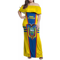Custom Ecuador Football Family Matching Off Shoulder Maxi Dress and Hawaiian Shirt Vamos La Tricolor