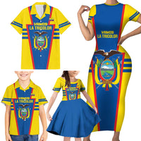Custom Ecuador Football Family Matching Short Sleeve Bodycon Dress and Hawaiian Shirt Vamos La Tricolor