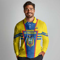 Custom Ecuador Football Long Sleeve Polo Shirt Vamos La Tricolor