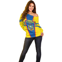 Custom Ecuador Football Off Shoulder Sweater Vamos La Tricolor