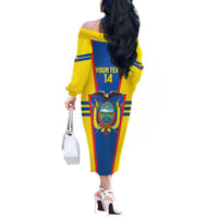 Custom Ecuador Football Off The Shoulder Long Sleeve Dress Vamos La Tricolor