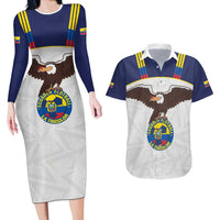 Custom Ecuador Football Couples Matching Long Sleeve Bodycon Dress and Hawaiian Shirt La Tri Go Champions Condor Style
