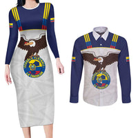 Custom Ecuador Football Couples Matching Long Sleeve Bodycon Dress and Long Sleeve Button Shirt La Tri Go Champions Condor Style