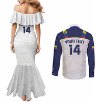 Custom Ecuador Football Couples Matching Mermaid Dress and Long Sleeve Button Shirt La Tri Go Champions Condor Style
