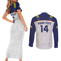 Custom Ecuador Football Couples Matching Short Sleeve Bodycon Dress and Long Sleeve Button Shirt La Tri Go Champions Condor Style