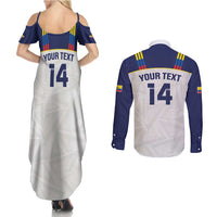 Custom Ecuador Football Couples Matching Summer Maxi Dress and Long Sleeve Button Shirt La Tri Go Champions Condor Style