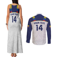 Custom Ecuador Football Couples Matching Tank Maxi Dress and Long Sleeve Button Shirt La Tri Go Champions Condor Style