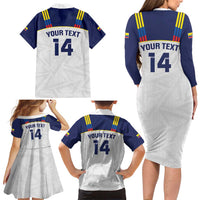 Custom Ecuador Football Family Matching Long Sleeve Bodycon Dress and Hawaiian Shirt La Tri Go Champions Condor Style