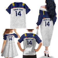 Custom Ecuador Football Family Matching Off The Shoulder Long Sleeve Dress and Hawaiian Shirt La Tri Go Champions Condor Style