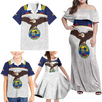 Custom Ecuador Football Family Matching Off Shoulder Maxi Dress and Hawaiian Shirt La Tri Go Champions Condor Style