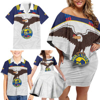 Custom Ecuador Football Family Matching Off Shoulder Short Dress and Hawaiian Shirt La Tri Go Champions Condor Style