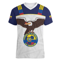 Custom Ecuador Football Women V-Neck T-Shirt La Tri Go Champions Condor Style