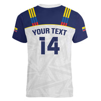 Custom Ecuador Football Women V-Neck T-Shirt La Tri Go Champions Condor Style