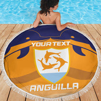 Custom Anguilla Football Beach Blanket Dolphins Coat Of Arms Style