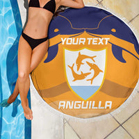 Custom Anguilla Football Beach Blanket Dolphins Coat Of Arms Style