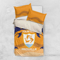 Custom Anguilla Football Bedding Set Dolphins Coat Of Arms Style