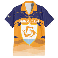 Custom Anguilla Football Family Matching Long Sleeve Bodycon Dress and Hawaiian Shirt Dolphins Coat Of Arms Style