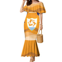 Custom Anguilla Football Family Matching Mermaid Dress and Hawaiian Shirt Dolphins Coat Of Arms Style