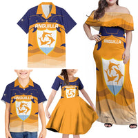 Custom Anguilla Football Family Matching Off Shoulder Maxi Dress and Hawaiian Shirt Dolphins Coat Of Arms Style