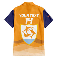 Custom Anguilla Football Family Matching Short Sleeve Bodycon Dress and Hawaiian Shirt Dolphins Coat Of Arms Style